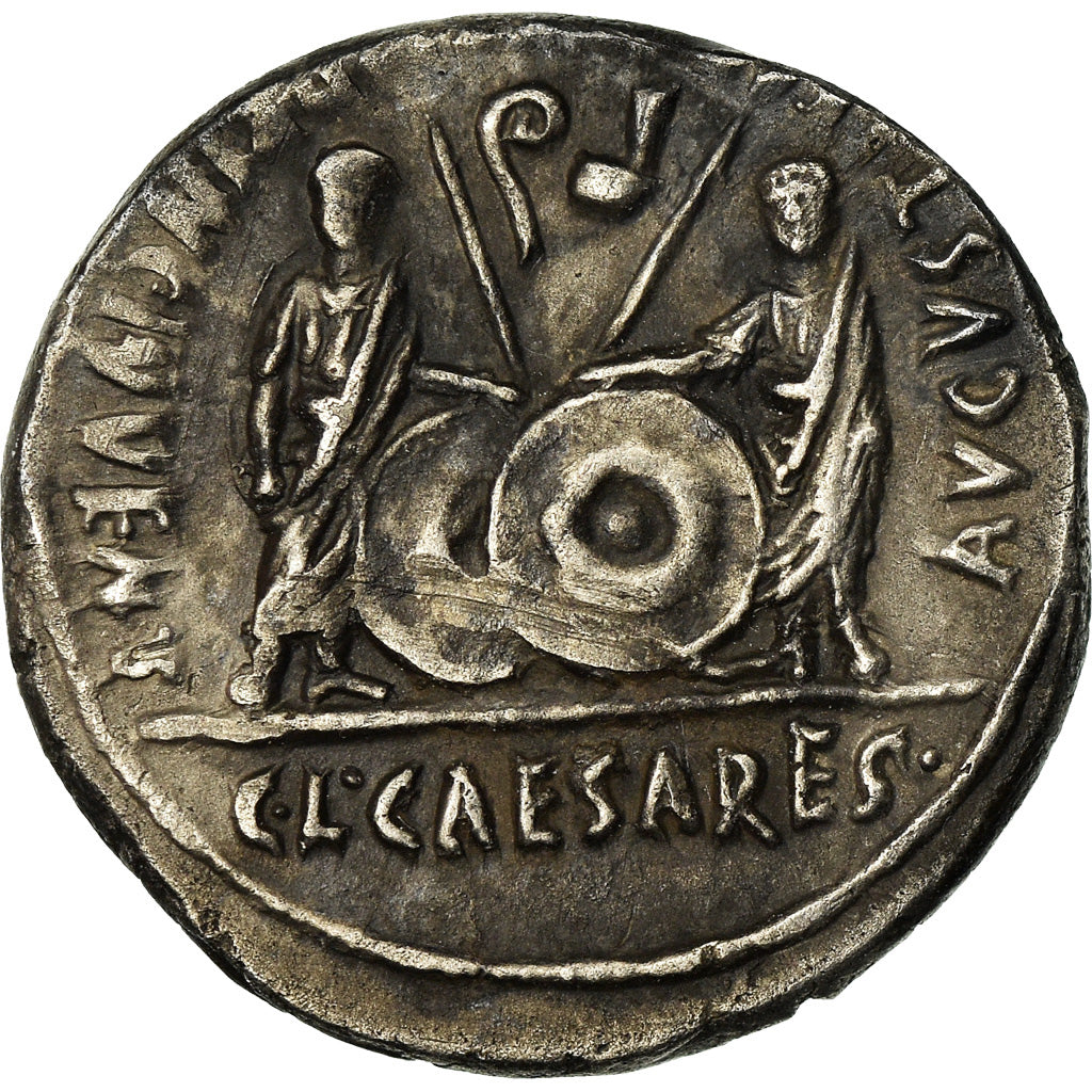 Coin, Augustus, Denarius, Lyon - Lugdunum, AU(55-58), Silver, RIC:210