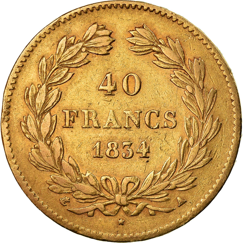 Münze, Frankreich, Louis-Philippe, 40 Francs, 1834, Paris, S, Gold, KM:747.1