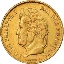 Moneda, Francia, Louis-Philippe, 40 Francs, 1838, Paris, BC+, Oro, KM:747.1