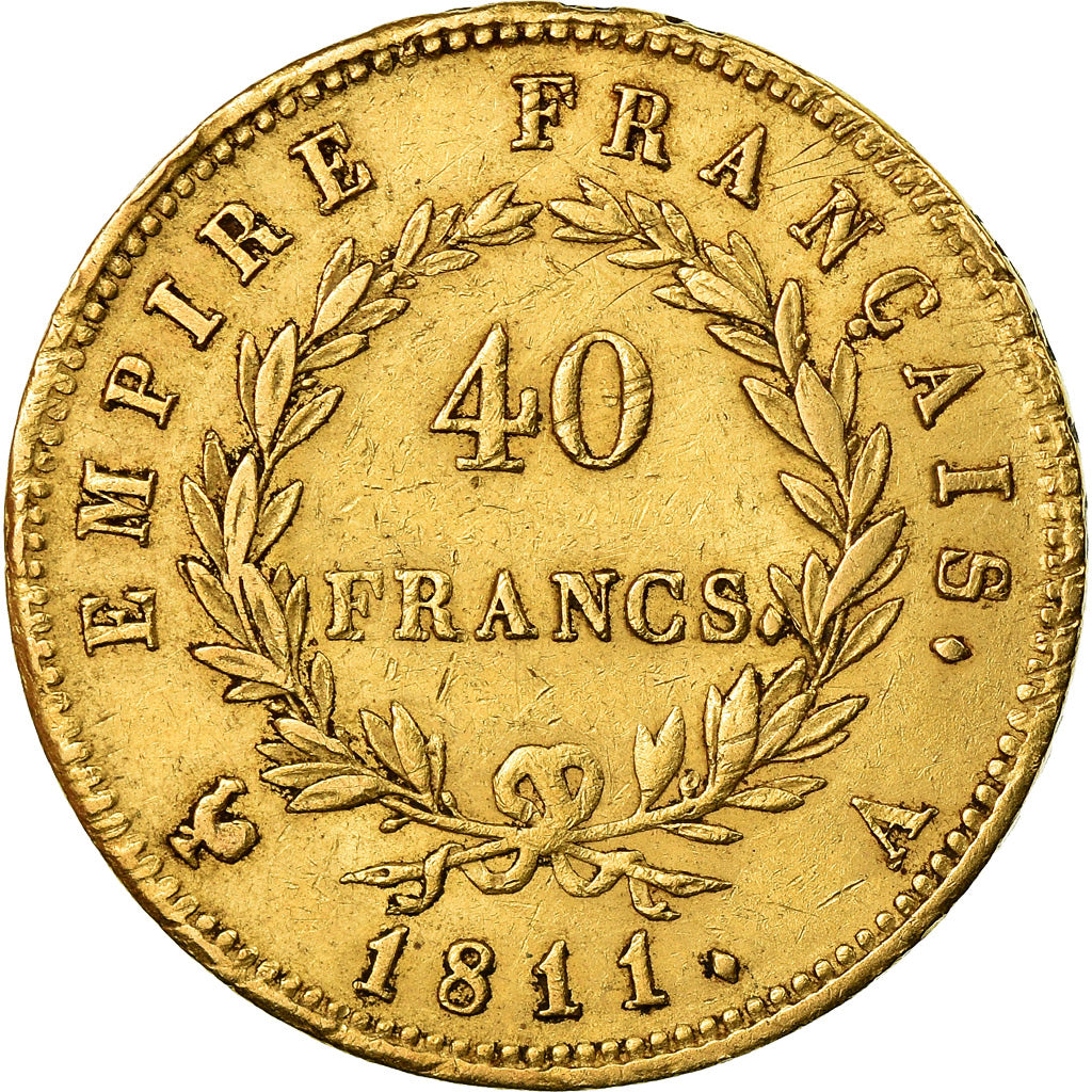 Moneda, Francia, Napoléon I, 40 Francs, 1811, Paris, MBC, Oro, KM:696.1