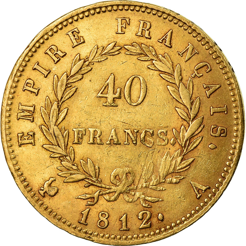 Moneta, Francia, Napoléon I, 40 Francs, 1812, Paris, BB, Oro, KM:696.1