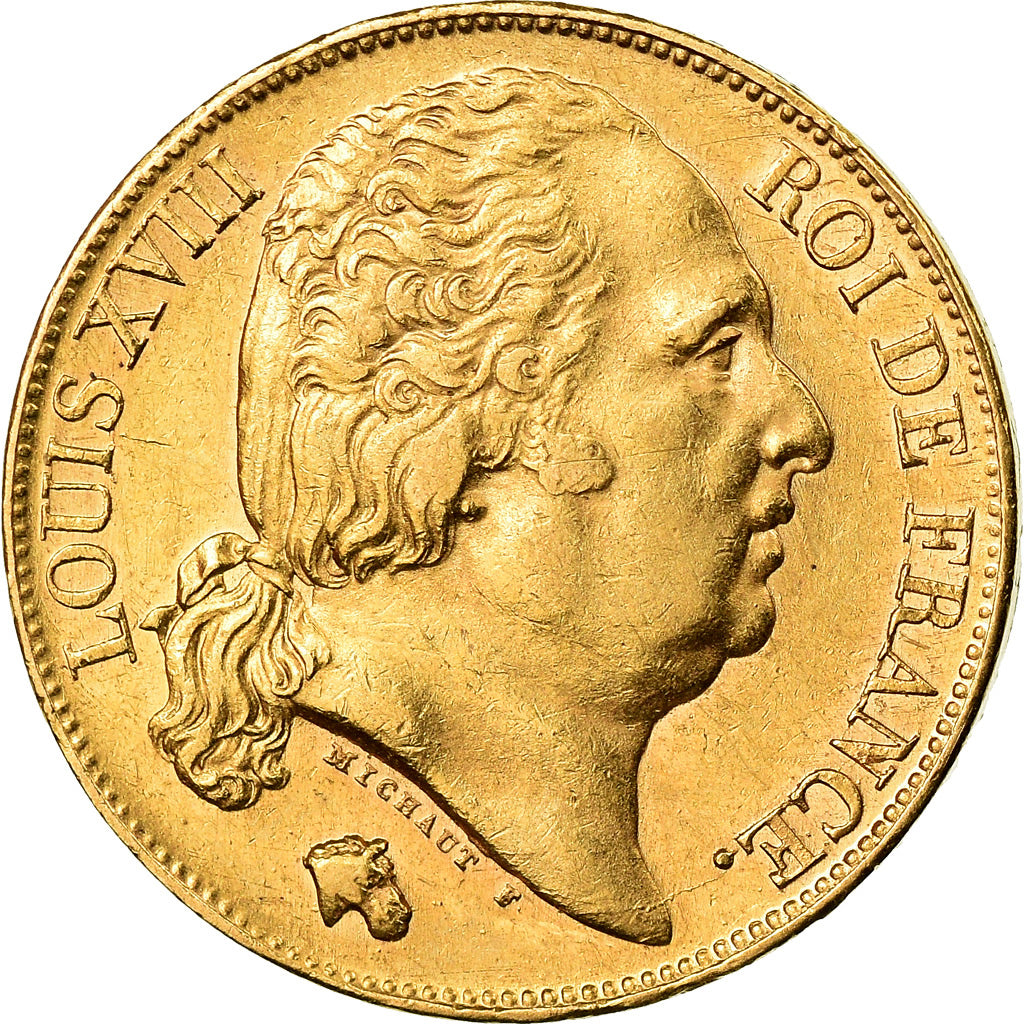 Moneta, Francia, Louis XVIII, Louis XVIII, 20 Francs, 1824, Paris, SPL-, Oro