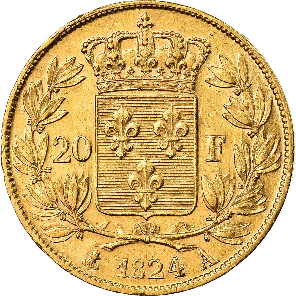 Moneta, Francia, Louis XVIII, Louis XVIII, 20 Francs, 1824, Paris, SPL-, Oro