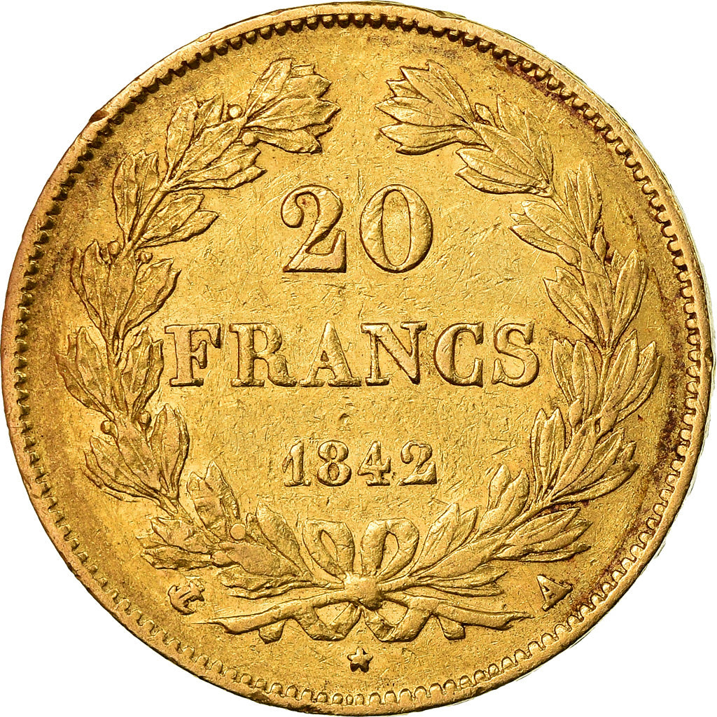 Moneda, Francia, Louis-Philippe, 20 Francs, 1842, Paris, MBC, Oro, KM:750.1