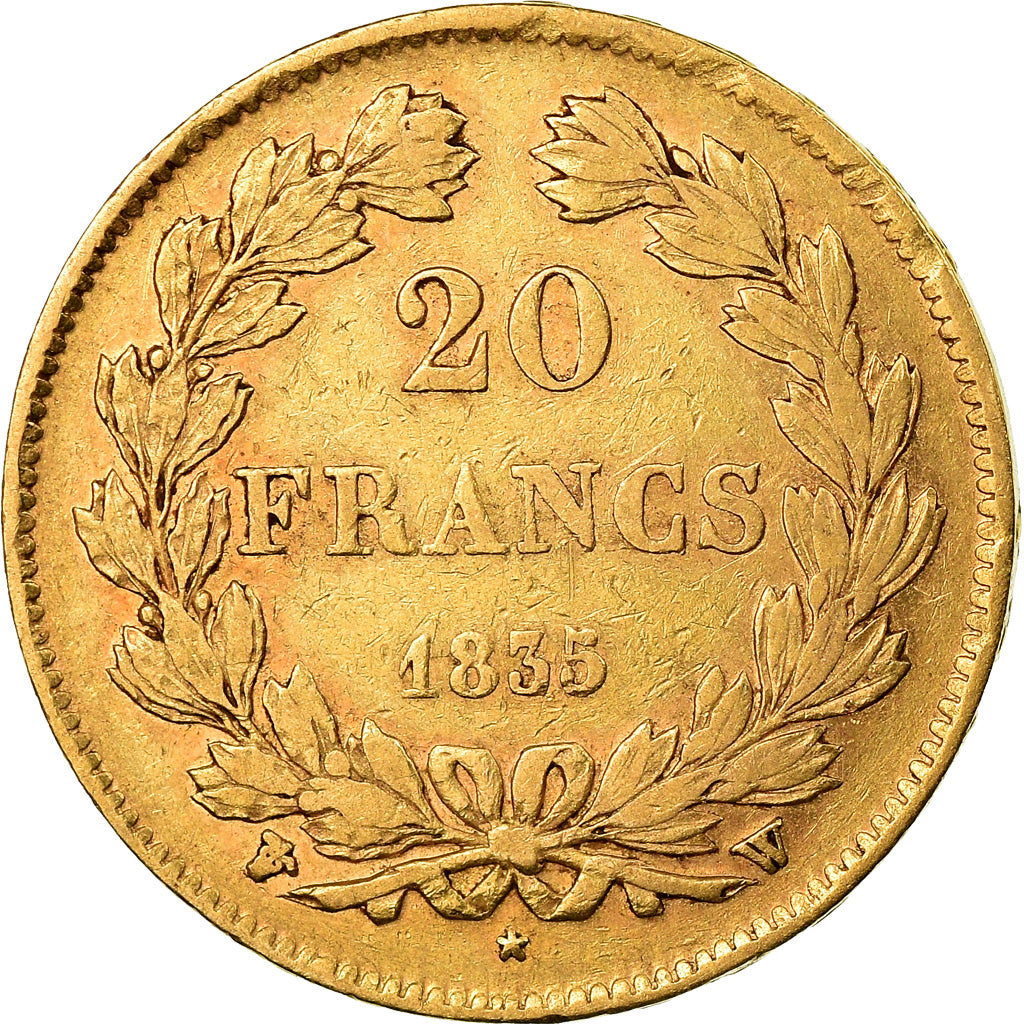 Coin, France, Louis-Philippe, 20 Francs, 1835, Lille, VF(30-35), Gold, KM:750.5