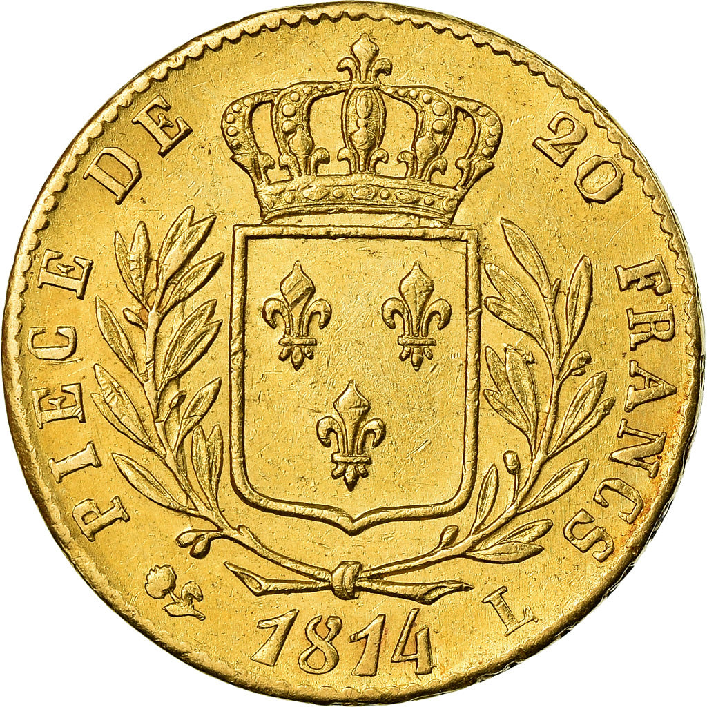 Moneta, Francia, Louis XVIII, Louis XVIII, 20 Francs, 1814, Bayonne, BB, Oro