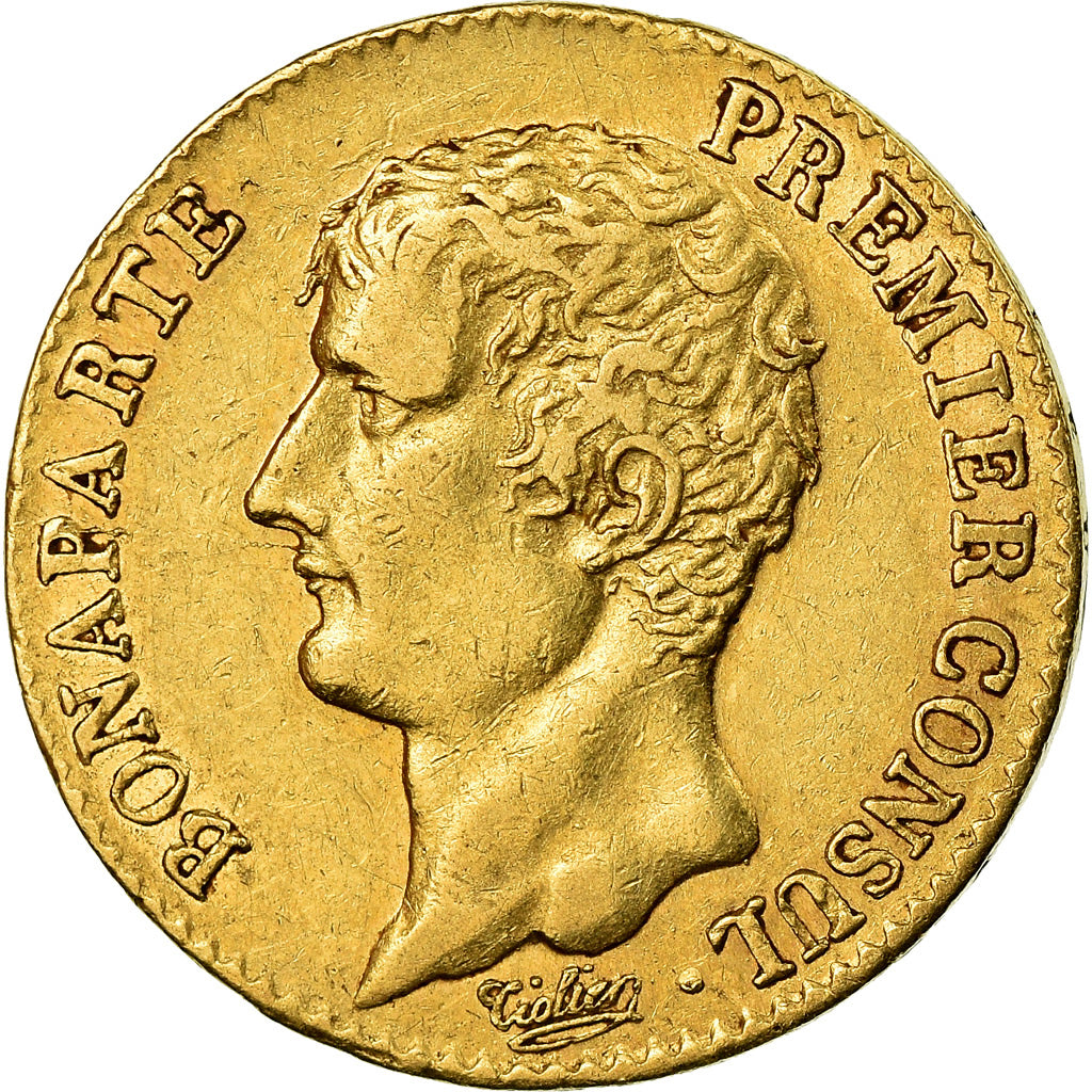 Moeda, França, Napoléon I, 20 Francs, An 12 (1804), Paris, EF(40-45), Dourado
