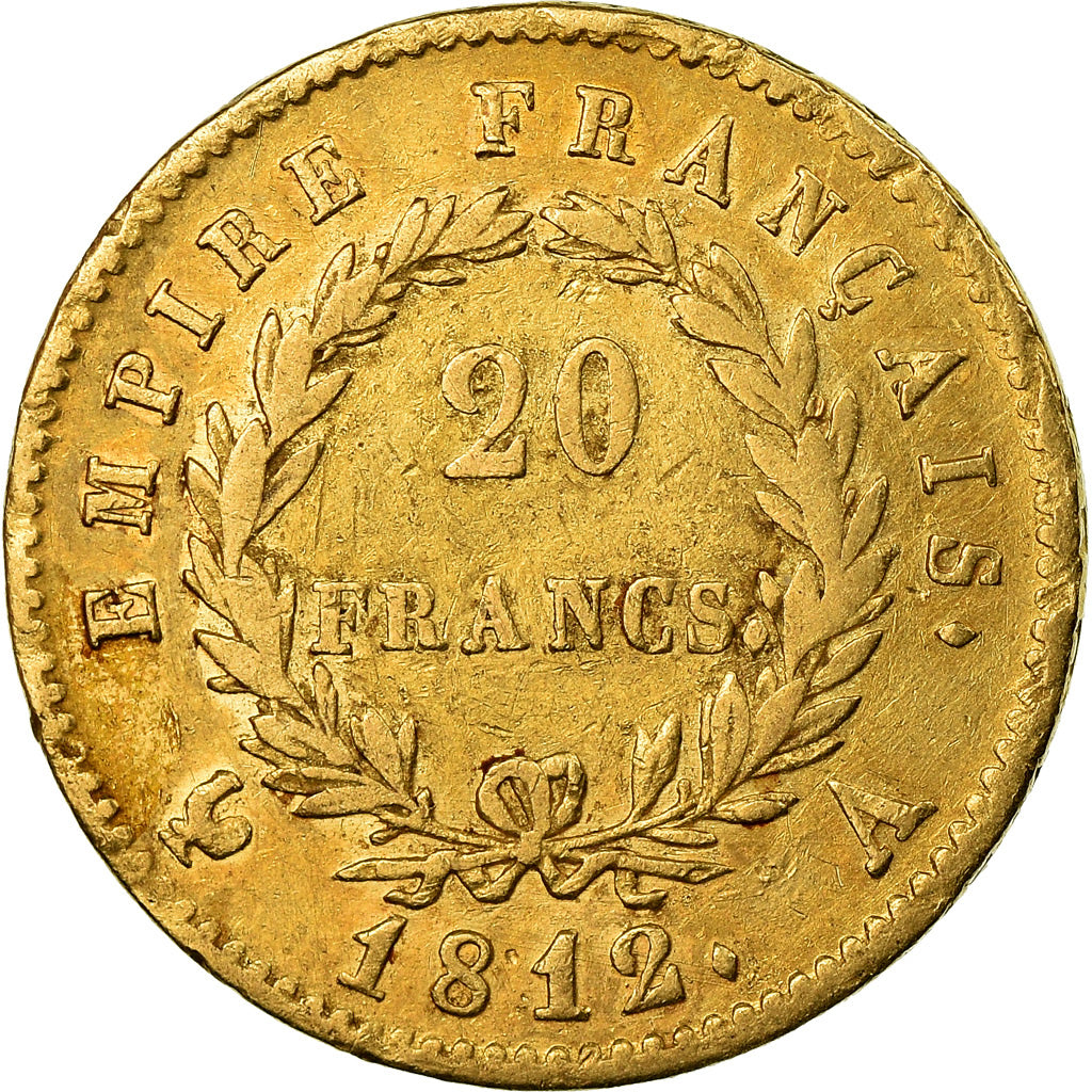 Moneda, Francia, Napoléon I, 20 Francs, 1812, Paris, BC+, Oro, KM:695.1
