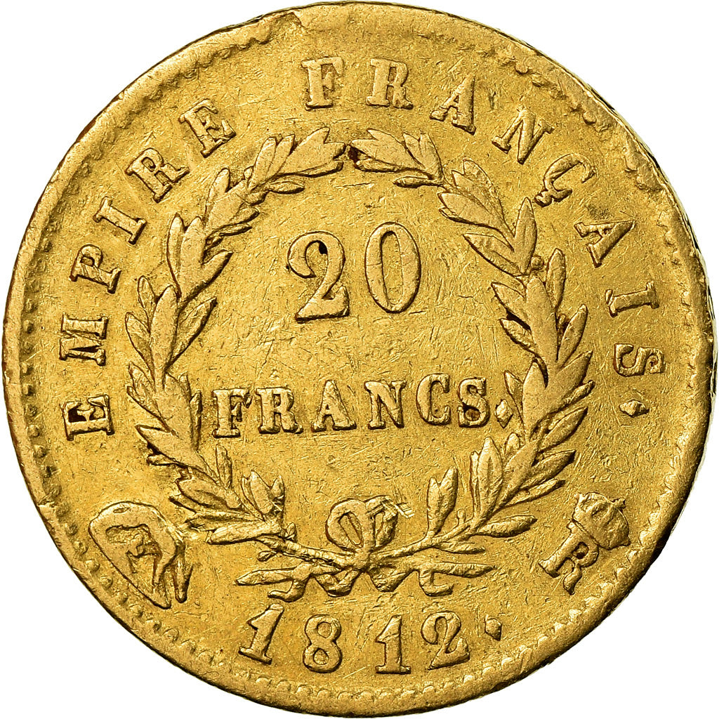 Moneda, Francia, Napoléon I, 20 Francs, 1812, Roma, BC+, Oro, KM:695.8