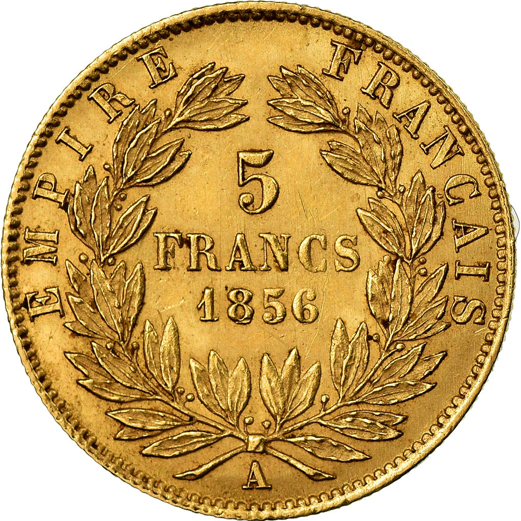 Moneta, Francia, Napoleon III, 5 Francs, 1856, Paris, BB+, Oro, KM:787.1