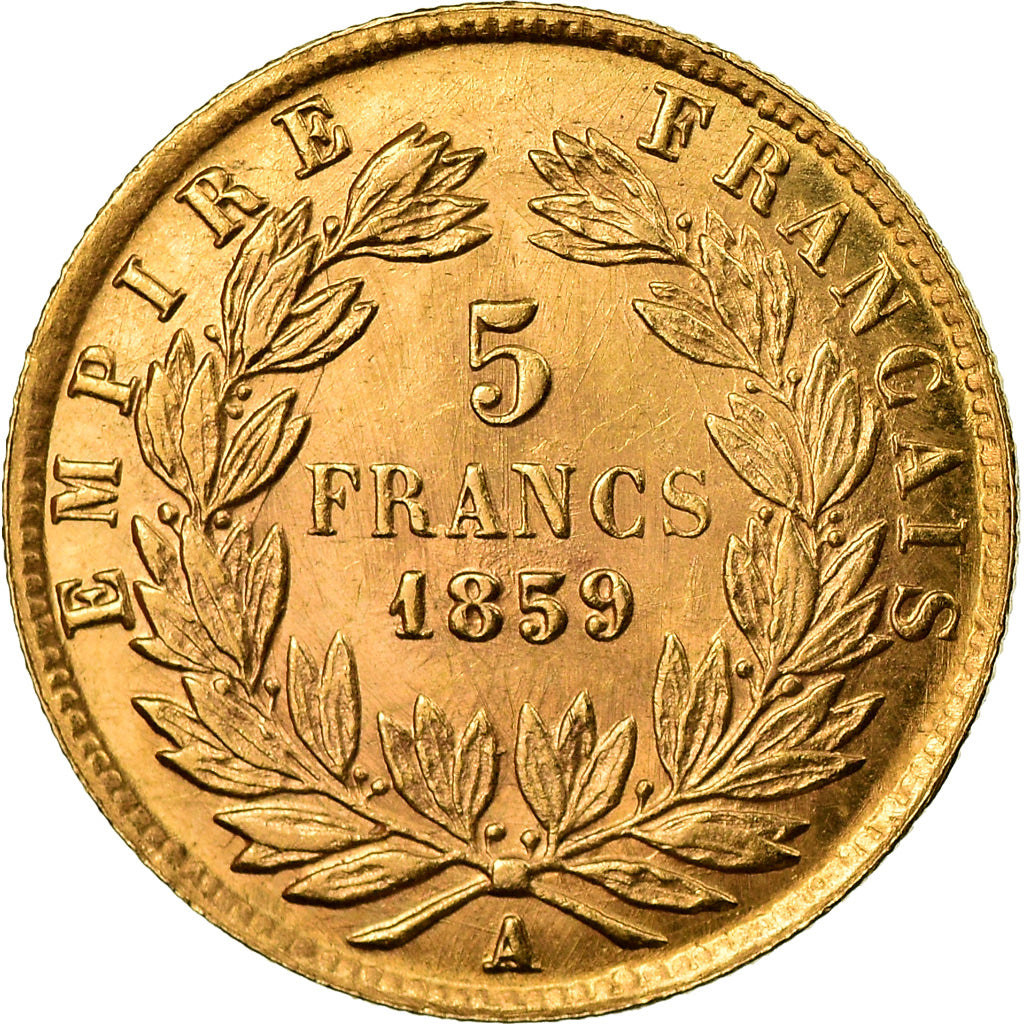 Moneta, Francia, Napoleon III, 5 Francs, 1859, Paris, SPL-, Oro, Gadoury:1001
