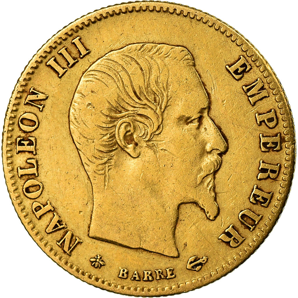 Moneta, Francia, Napoleon III, Napoléon III, 5 Francs, 1860, Paris, MB, Oro