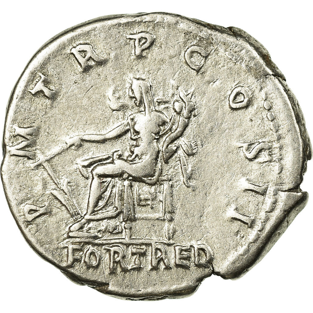 Moneta, Hadrian, Denarius, BB+, Argento, Cohen:745