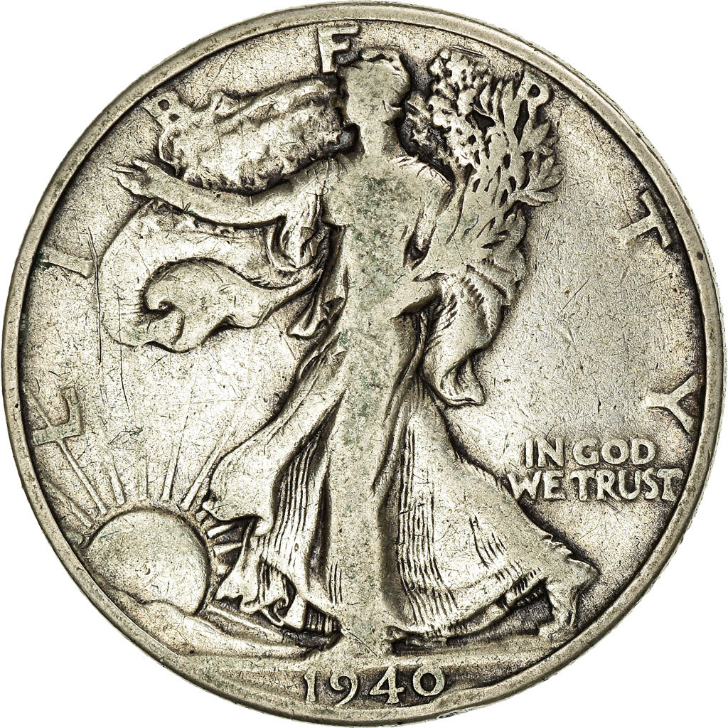 Coin, United States, Walking Liberty Half Dollar, Half Dollar, 1940, U.S. Mint