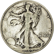 Coin, United States, Walking Liberty Half Dollar, Half Dollar, 1940, U.S. Mint