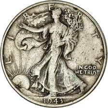 Coin, United States, Walking Liberty Half Dollar, Half Dollar, 1943, U.S. Mint