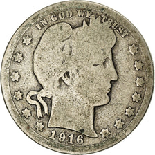 Coin, United States, Barber Quarter, Quarter, 1916, U.S. Mint, Denver, F(12-15)