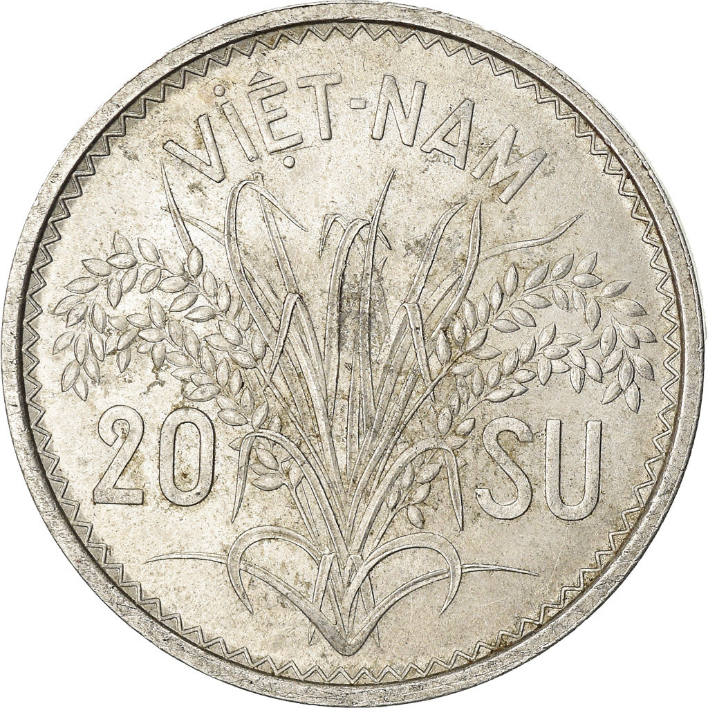 Coin, Vietnam, STATE OF SOUTH VIET NAM, 20 Su, 1953, Paris, AU(55-58), Aluminum