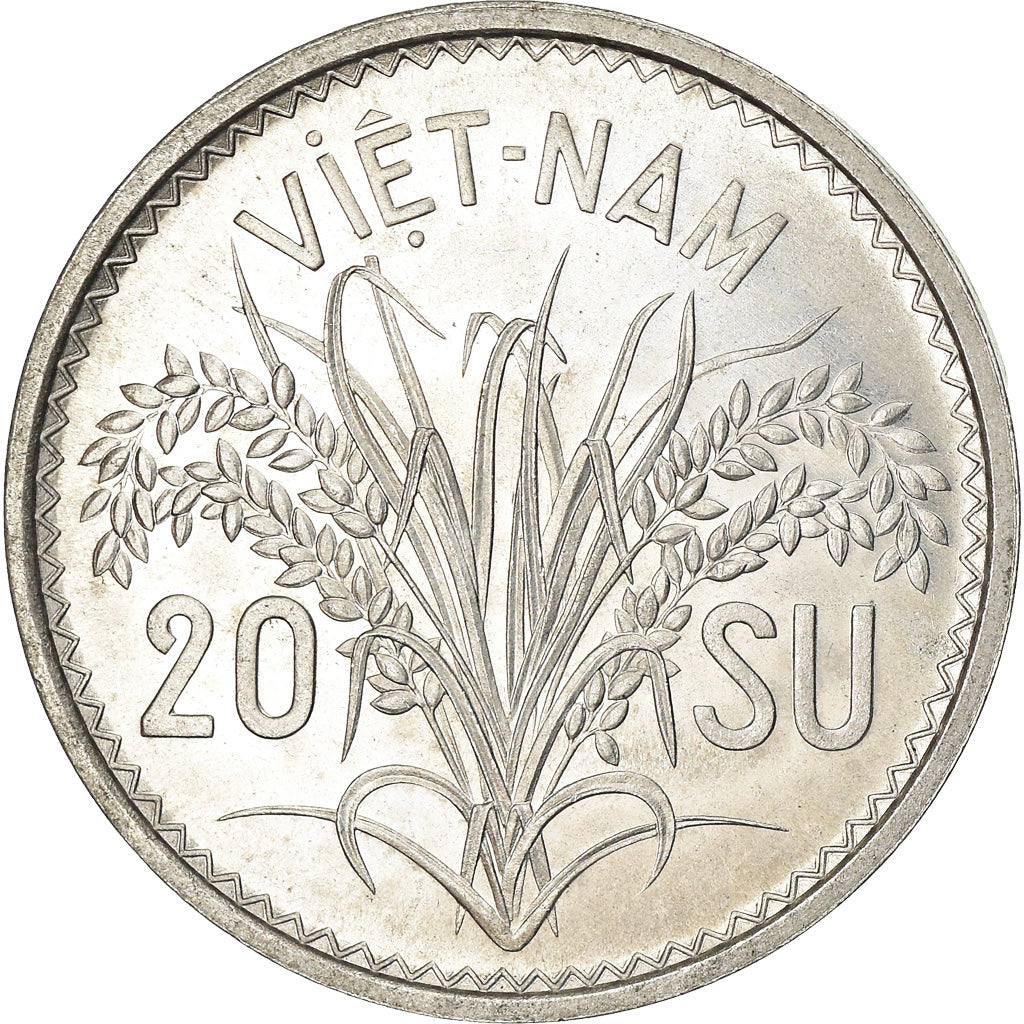 Coin, Vietnam, STATE OF SOUTH VIET NAM, 20 Su, 1953, Paris, MS(60-62), Aluminum