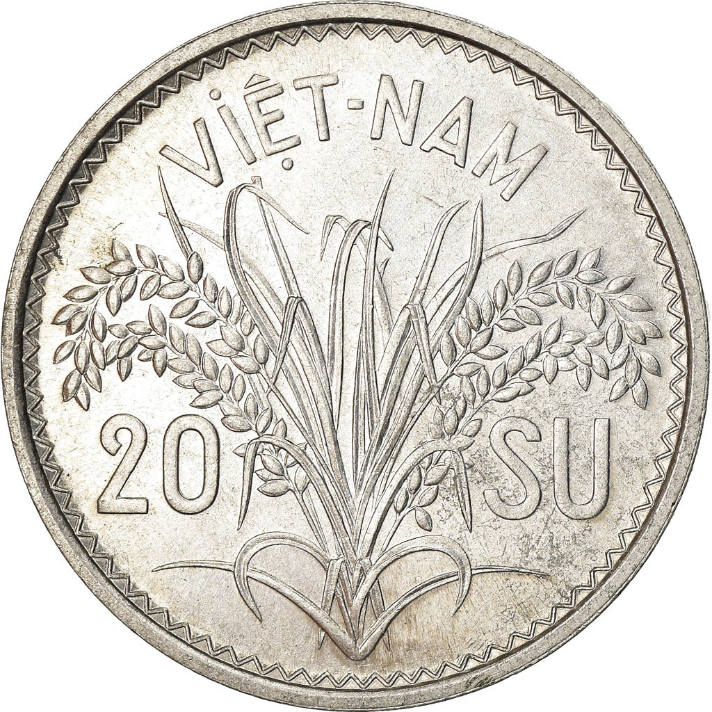 Coin, Vietnam, STATE OF SOUTH VIET NAM, 20 Su, 1953, Paris, MS(60-62), Aluminum