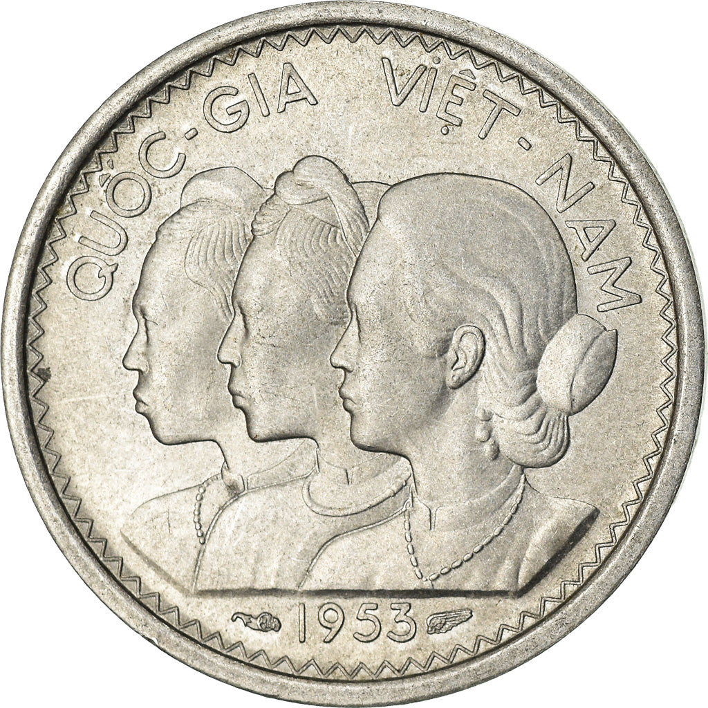 Coin, Vietnam, STATE OF SOUTH VIET NAM, 10 Su, 1953, Paris, AU(55-58), Aluminum