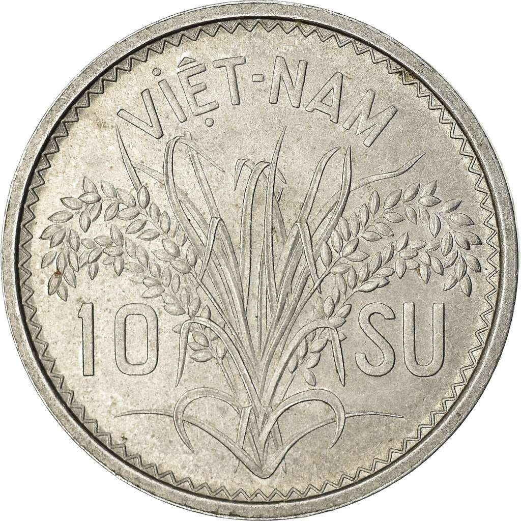 Coin, Vietnam, STATE OF SOUTH VIET NAM, 10 Su, 1953, Paris, AU(55-58), Aluminum