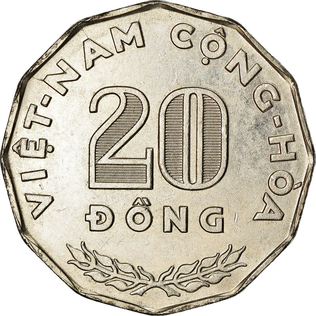 Coin, Vietnam, STATE OF SOUTH VIET NAM, 20 Dông, 1968, AU(55-58), Nickel Clad