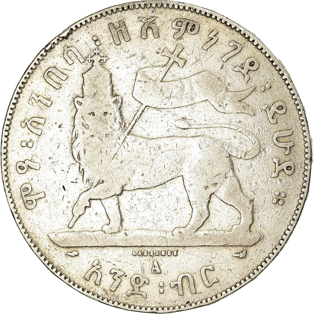 Monnaie, Éthiopie, Menelik II, Birr, 1897, Paris, B+, Argent, KM:5