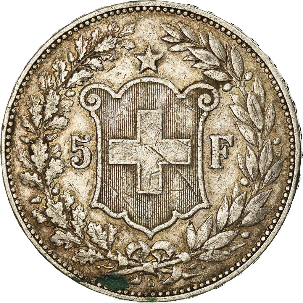 Coin, Switzerland, 5 Francs, 1892, Bern, VF(30-35), Silver, KM:34