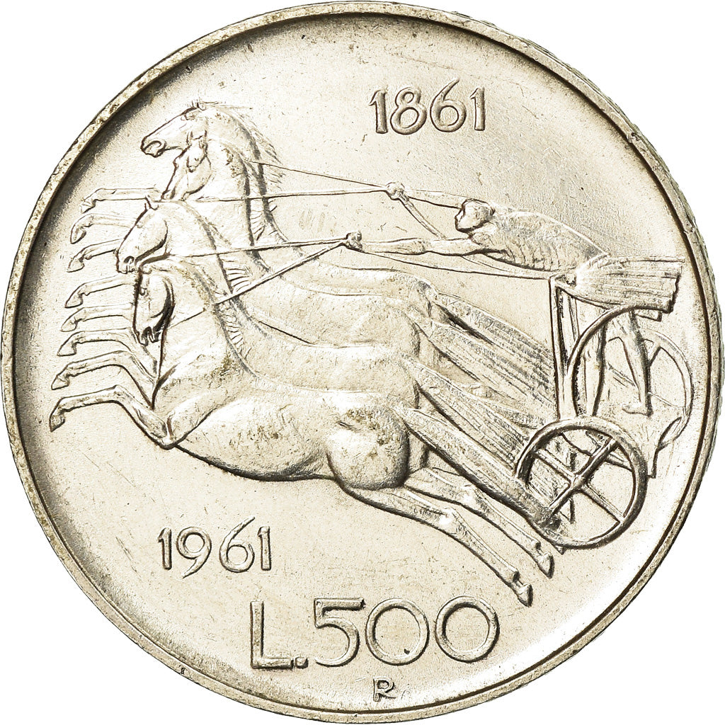 Coin, Italy, 500 Lire, 1961, Rome, AU(50-53), Silver, KM:99