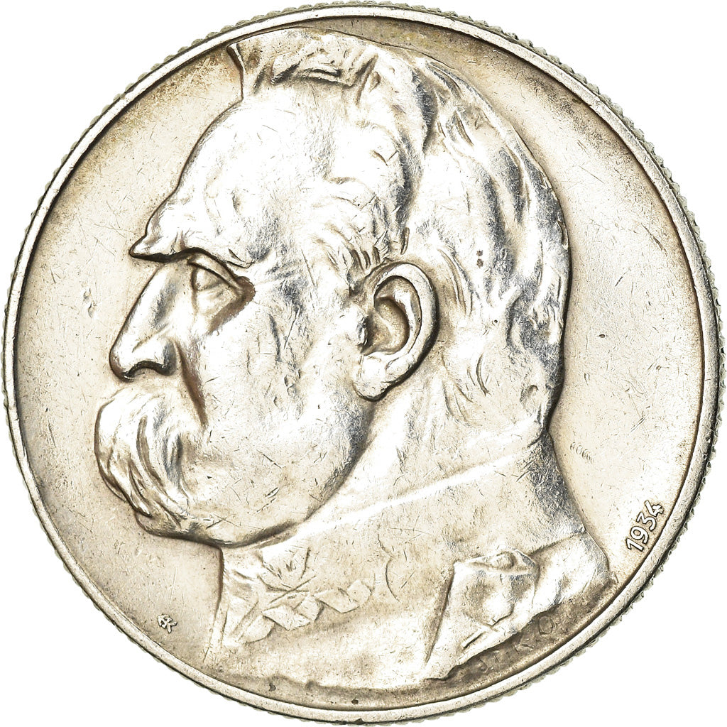 Coin, Poland, 5 Zlotych, 1934, Warsaw, AU(50-53), Silver, KM:25