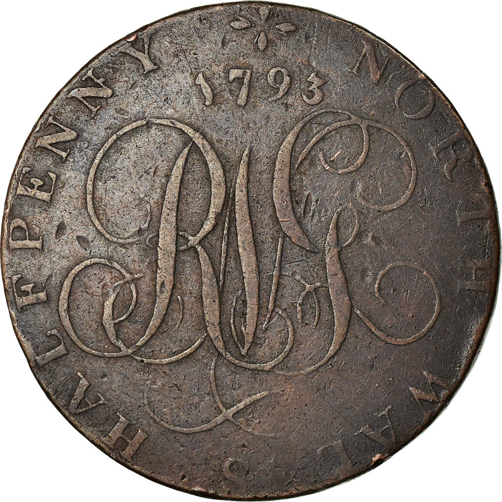 Coin, Great Britain, North Wales, Halfpenny Token, 1793, VF(20-25), Copper