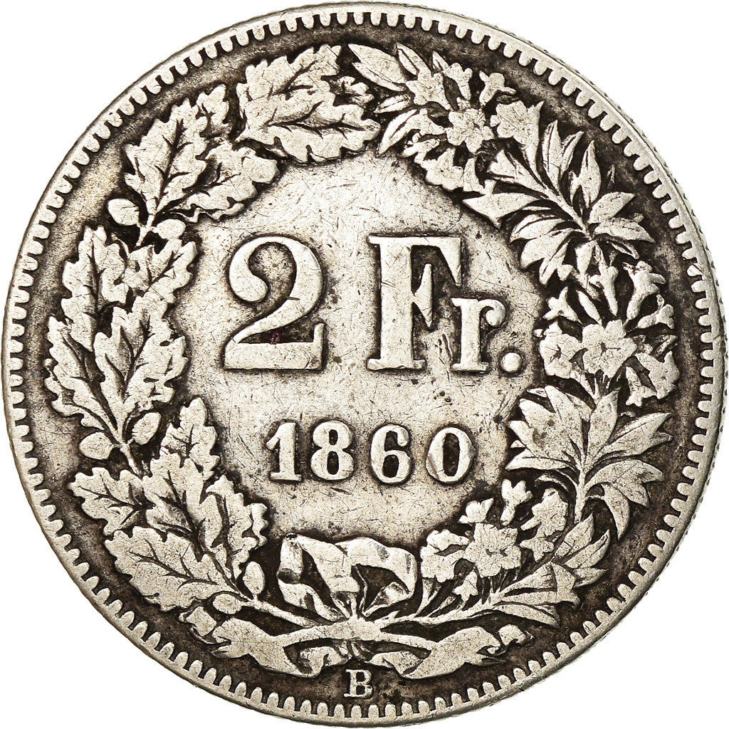 Monnaie, Suisse, 2 Francs, 1860, Bern, TB, Argent, KM:10a