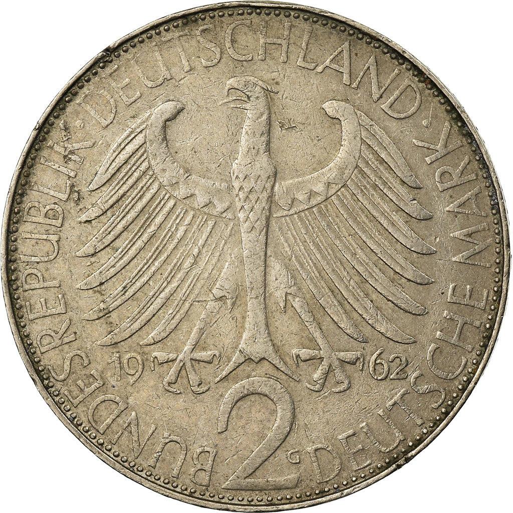 Münze, Bundesrepublik Deutschland, 2 Mark, 1962, Karlsruhe, SS+, Copper-nickel