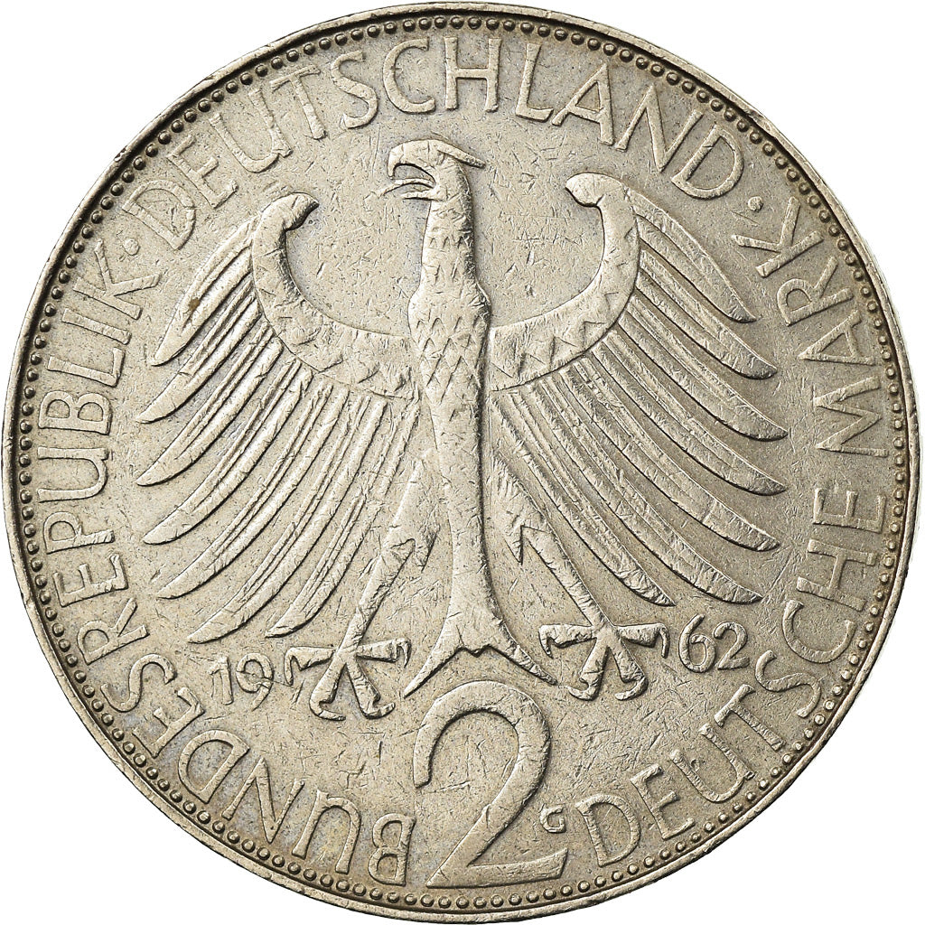 Münze, Bundesrepublik Deutschland, 2 Mark, 1962, Karlsruhe, SS+, Copper-nickel