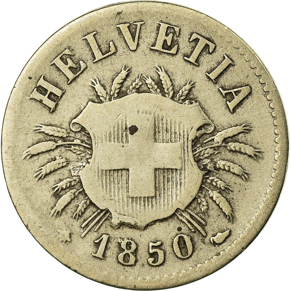 Moeda, Suíça, 5 Rappen, 1850, Strasbourg, VF(20-25), Lingote, KM:5