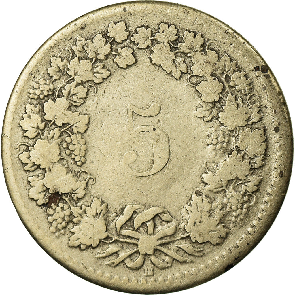 Moeda, Suíça, 5 Rappen, 1850, Strasbourg, VF(20-25), Lingote, KM:5