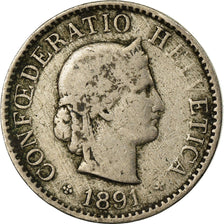 Moneta, Svizzera, 5 Rappen, 1891, Bern, MB, Rame-nichel, KM:26