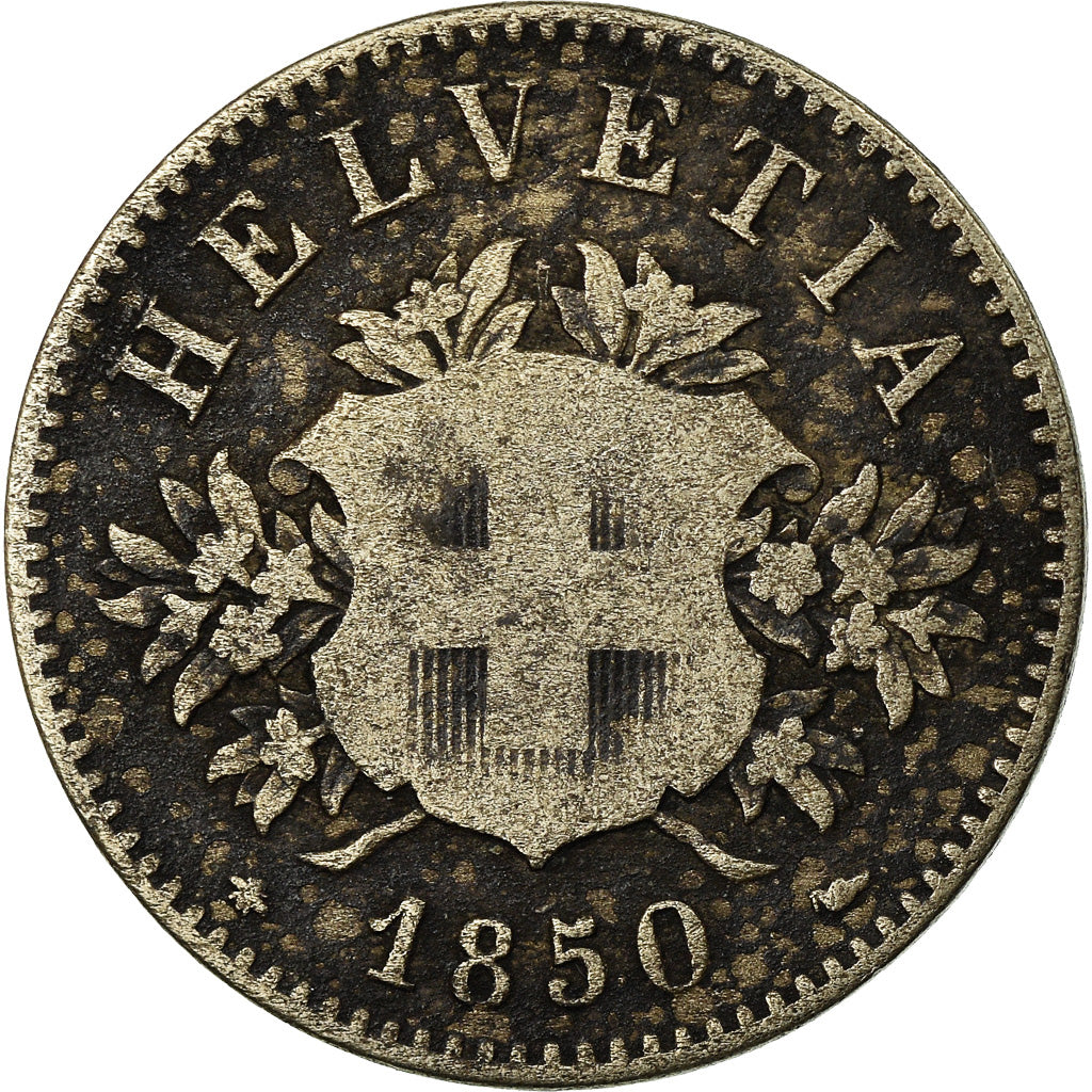 Munten, Zwitserland, 20 Rappen, 1850, Bern, FR, Billon, KM:7