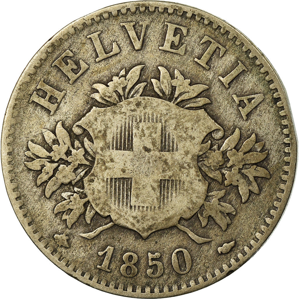 Coin, Switzerland, 20 Rappen, 1850, Bern, VF(30-35), Billon, KM:7