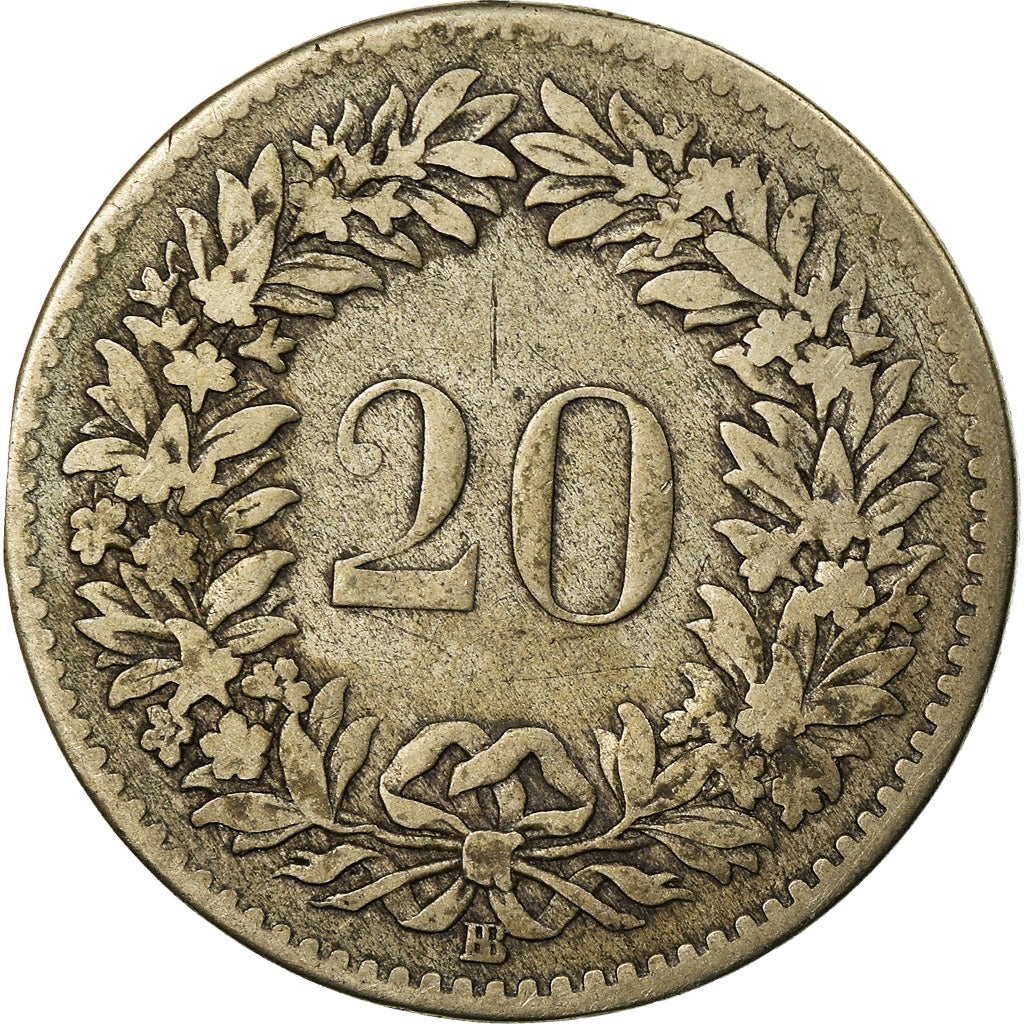 Coin, Switzerland, 20 Rappen, 1850, Bern, VF(30-35), Billon, KM:7