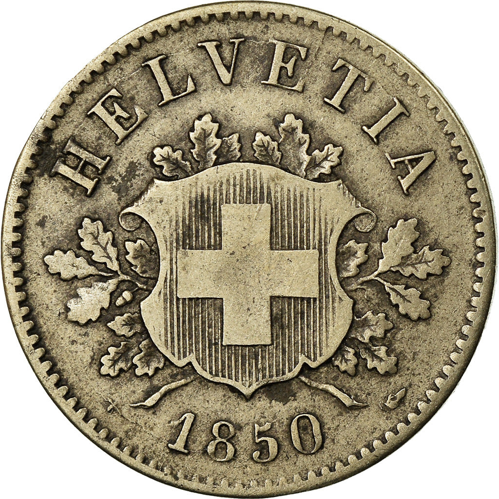 Coin, Switzerland, 10 Rappen, 1850, Strasbourg, VF(30-35), Billon, KM:6