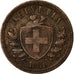 Coin, Switzerland, 2 Rappen, 1851, Paris, VF(30-35), Bronze, KM:4.1