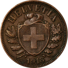 Coin, Switzerland, 2 Rappen, 1918, Bern, EF(40-45), Bronze, KM:4.2