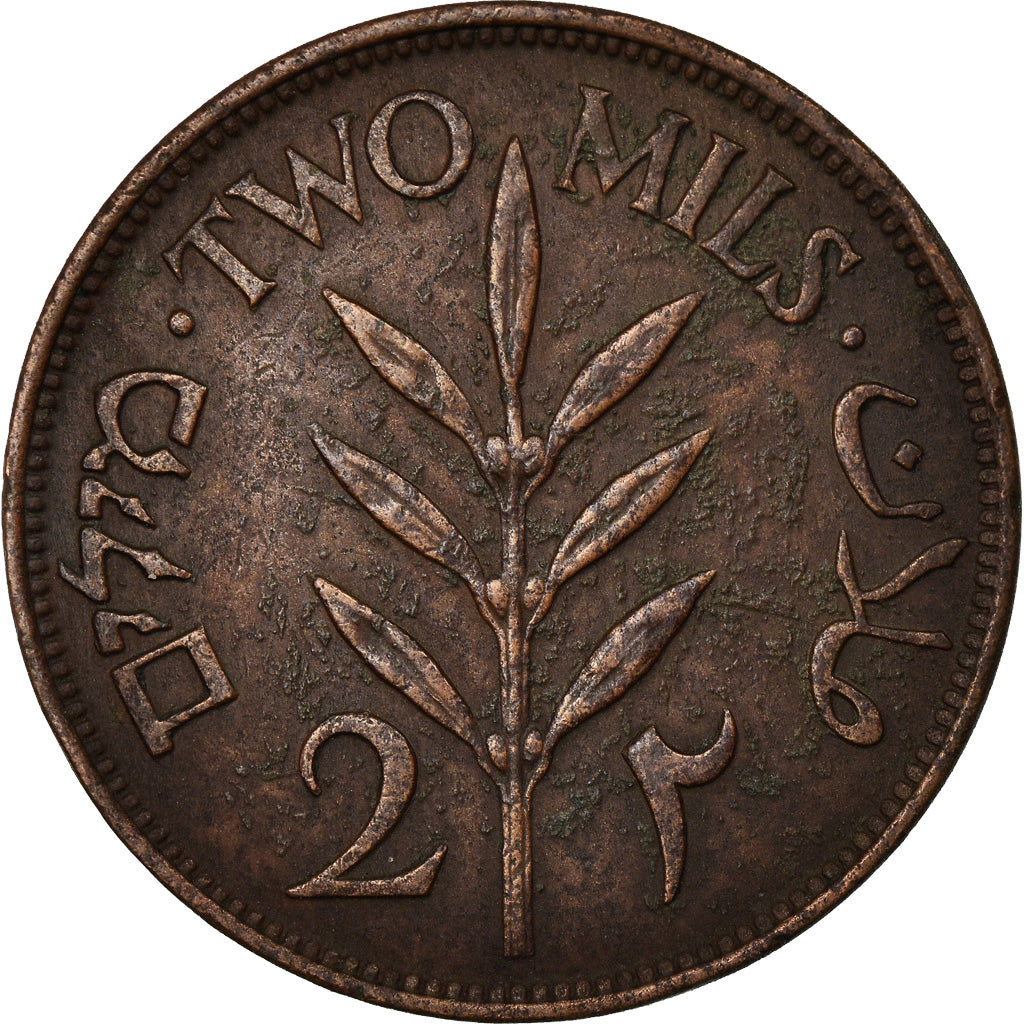 Moneda, Palestina, 2 Mils, 1927, MBC, Bronce, KM:2