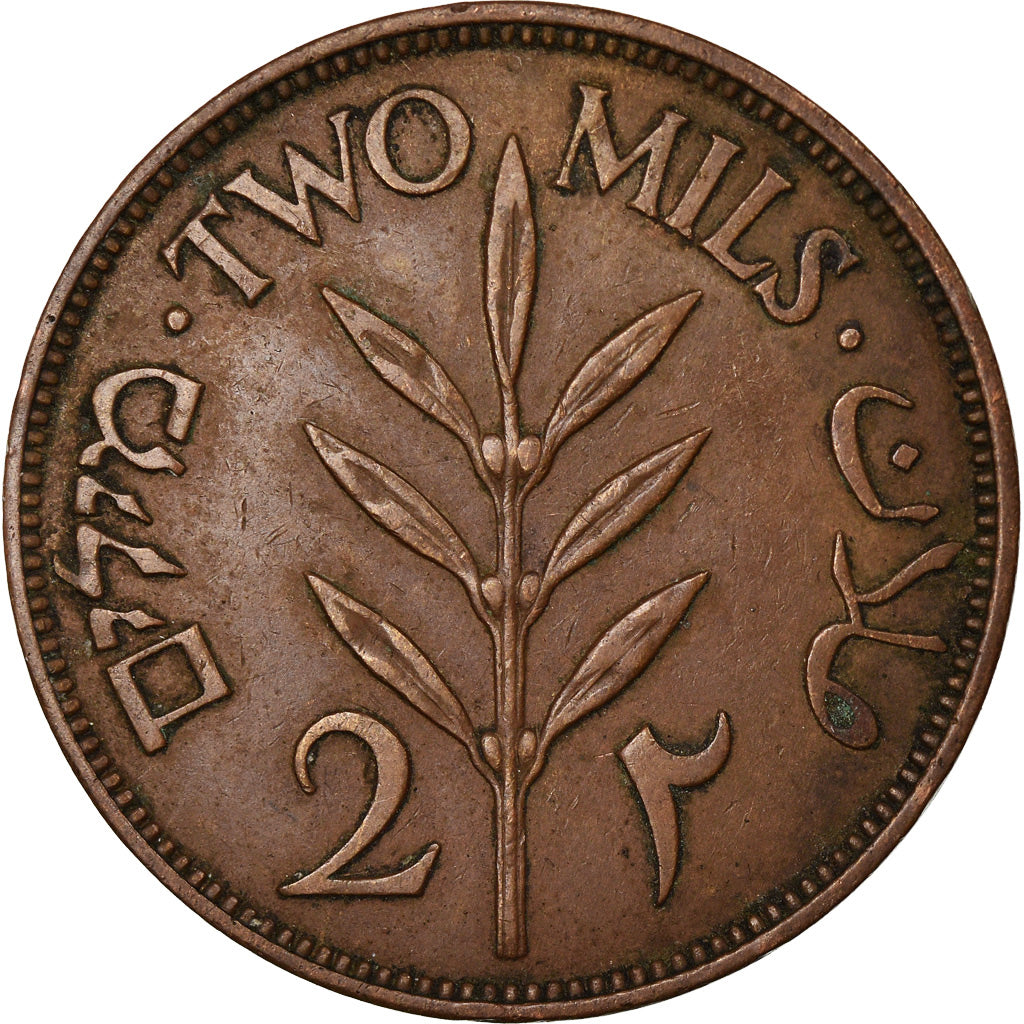 Coin, Palestine, 2 Mils, 1941, AU(50-53), Bronze, KM:2