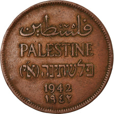 Moneda, Palestina, 2 Mils, 1942, MBC, Bronce, KM:2