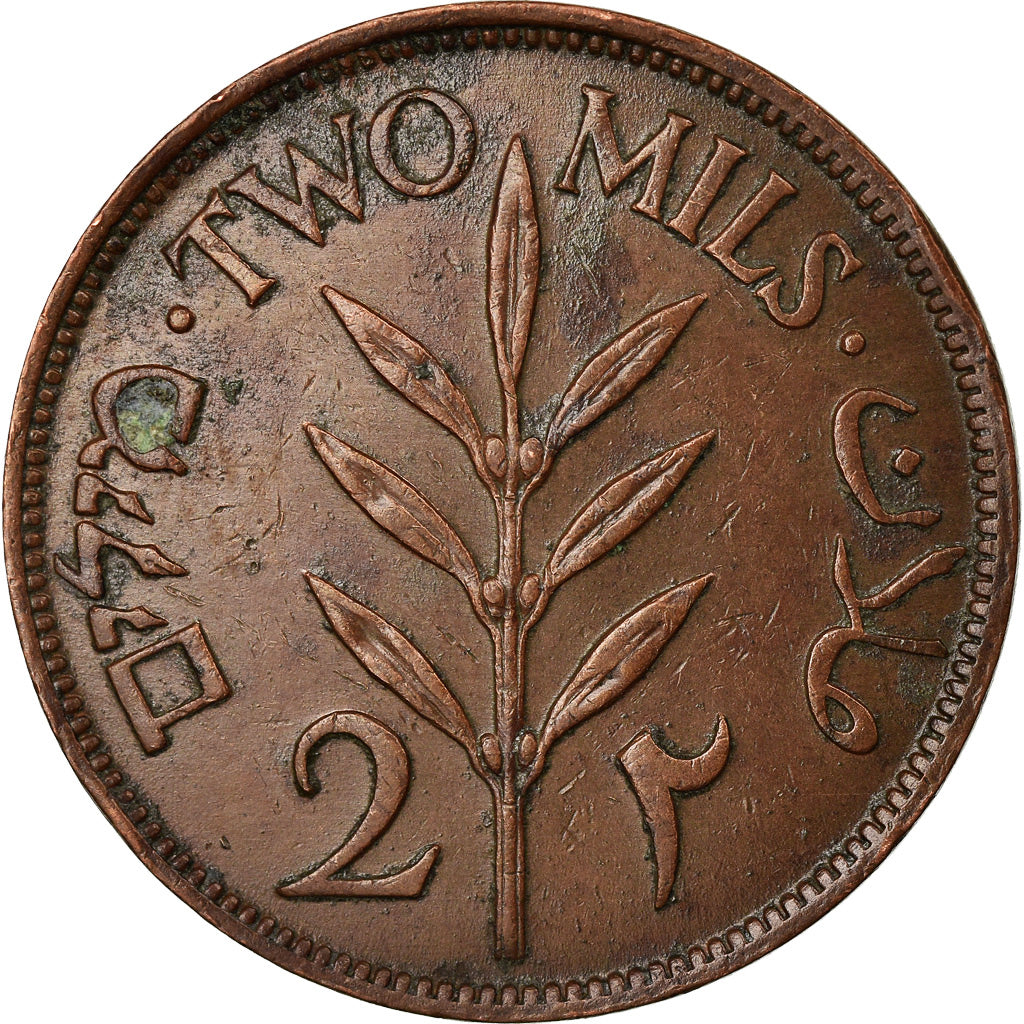 Monnaie, Palestine, 2 Mils, 1942, TTB+, Bronze, KM:2