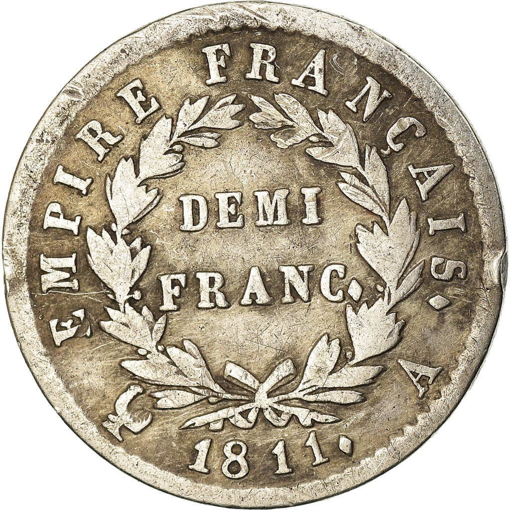 Monnaie, France, Napoléon I, 1/2 Franc, 1811, Paris, TB+, Argent, Gadoury:399