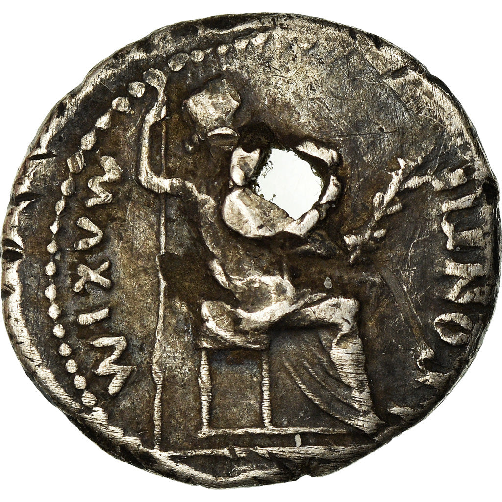 Coin, Tiberius, Denarius, Lyon - Lugdunum, Holed, F(12-15), Silver, RIC:30